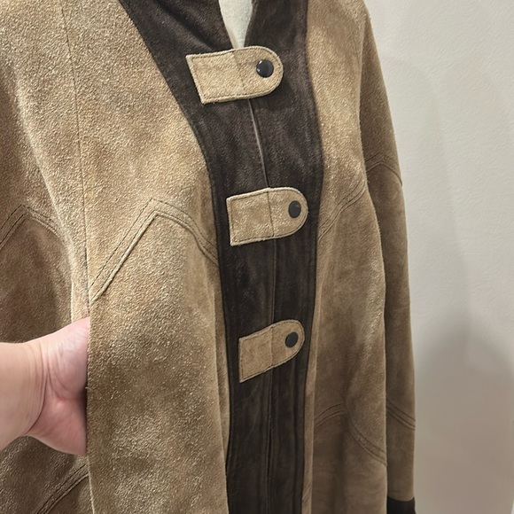 Vintage Cape Poncho Express suede cape poncho coat snap closure Free Size - Picture 9 of 16